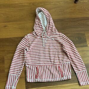 J. Crew Red and White Striped Hooded Sweatshirt